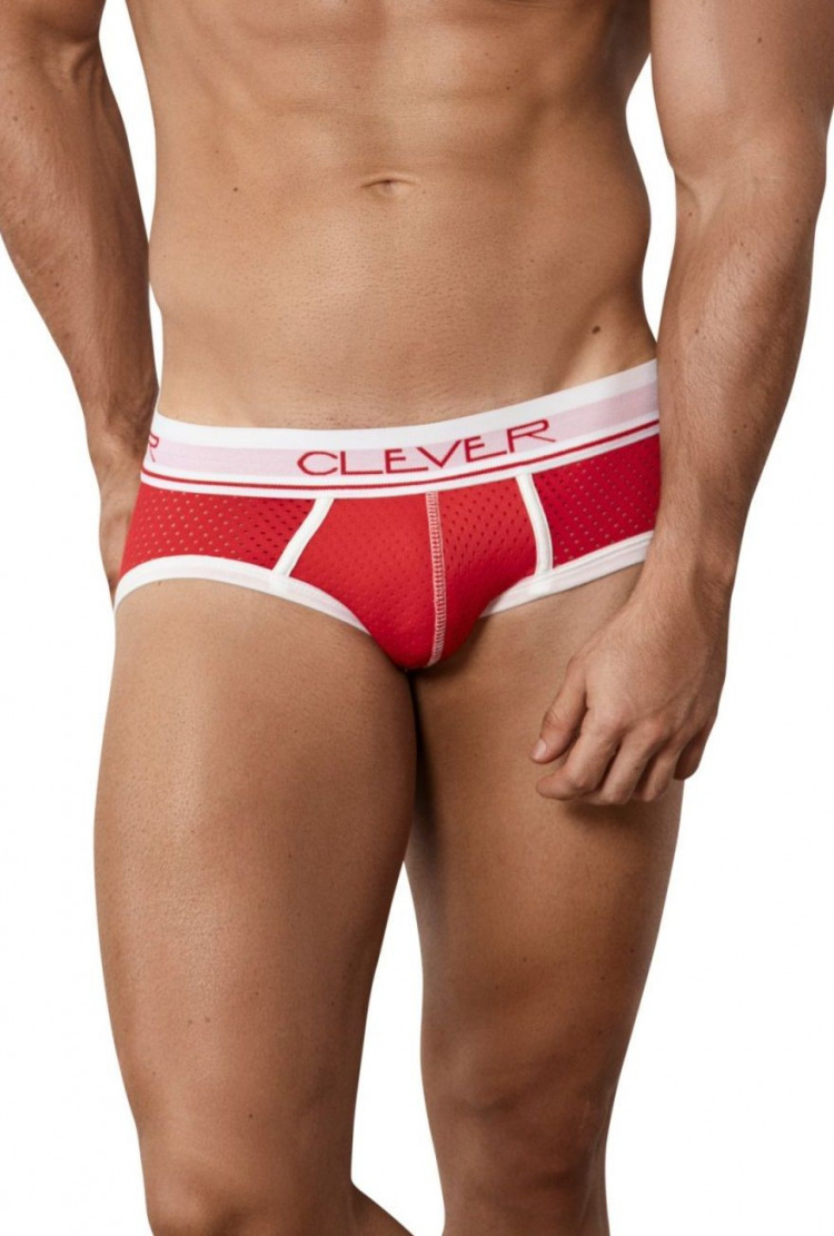 Красные трусы-брифы из перфорированной ткани Power Piping Brief 
