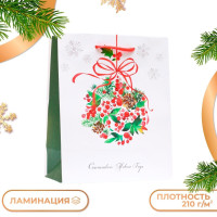 Новый год. Пакет подарочный  Ягоды , 18 х 22,3 х 10 см.