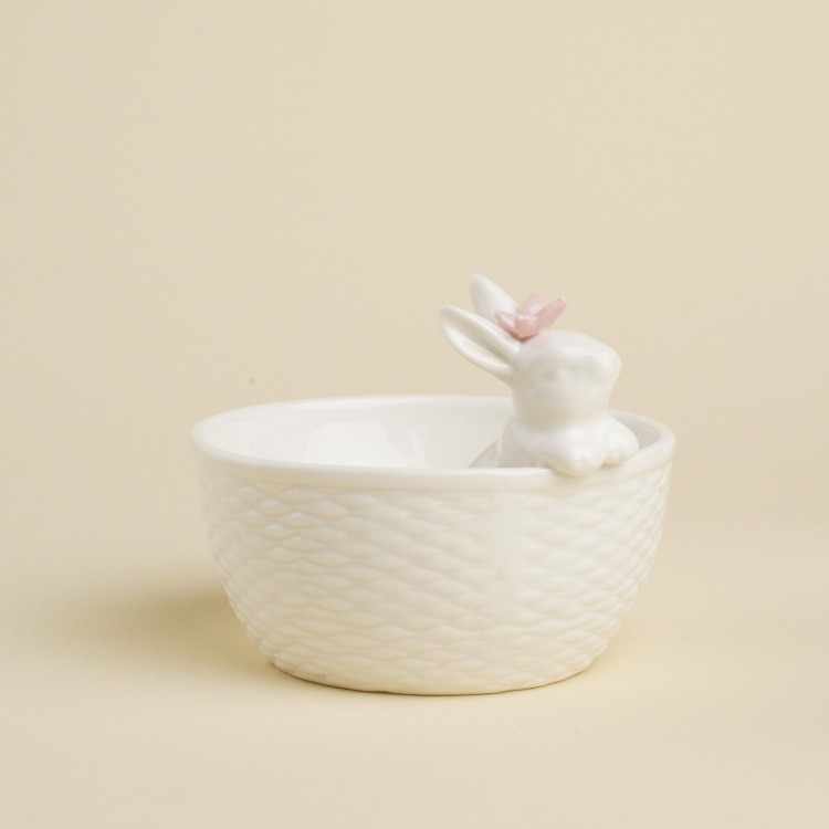 Конфетница SL Home «Лесные кролики», 13×10,7 см, цвет белый 