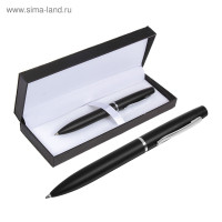 Ручка подарочная, шариковая  Графит  в кожзам футляре, поворотная, чёрно-серебристый корпус