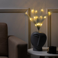 Ветка светодиодная серая, 56 см, 15 LED, батарейки ААх2 (не в комплекте), свечение теплое белое