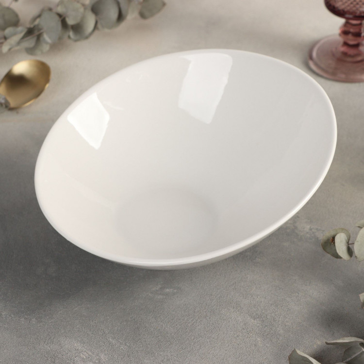 Салатник фарфоровый Доляна White Label, 650 мл, цвет белый 