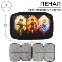 Пенал 2 секции, 125 х 205 х 40 мм, Calligrata 30П26/2  Аниме game , ламинированный картон