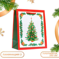 Новый год. Пакет подарочный  Красочная ёлка , 18 х 22,3 х 10 см.