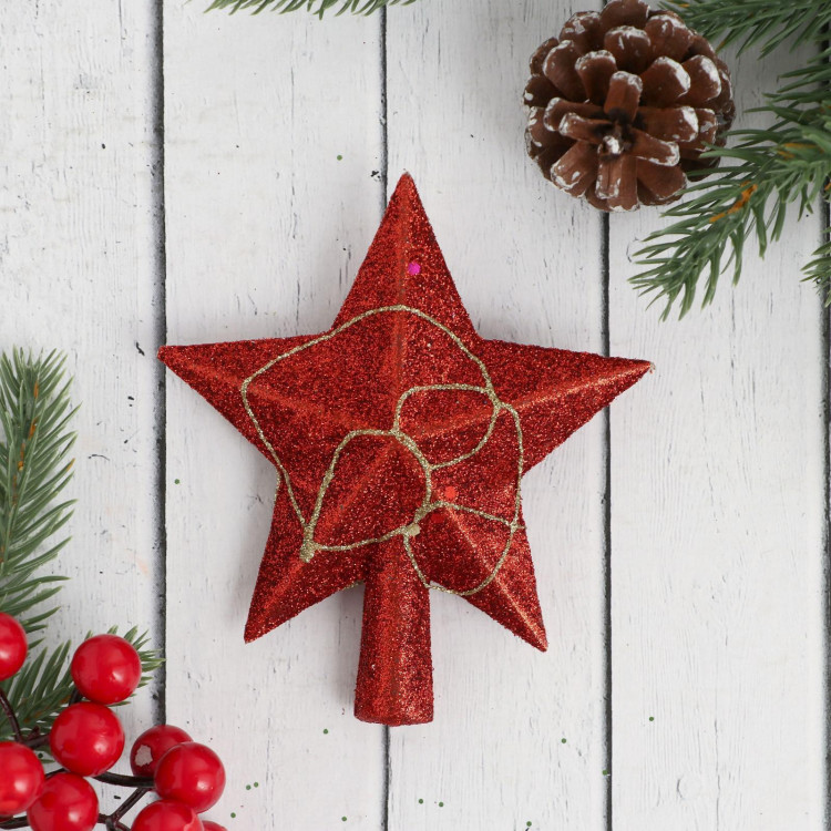 Наконечник  Звезда  золотая нить, 12 см, микс 