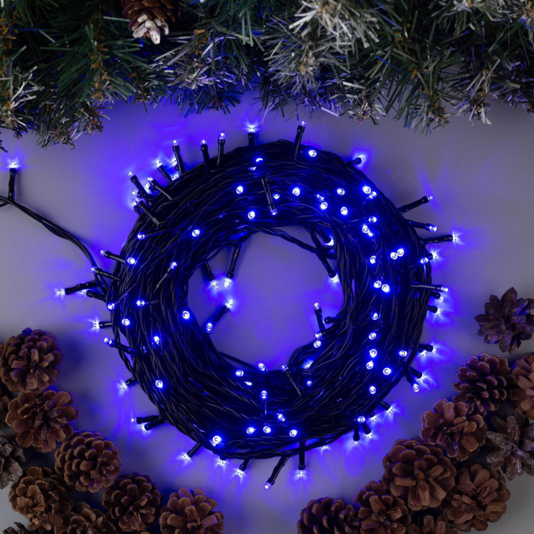 Гирлянда «Нить» 20 м, IP44, тёмная нить, 200 LED, свечение синее, 8 режимов, 220 В 