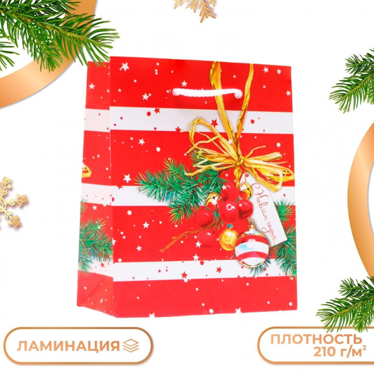 Новый год. Пакет подарочный  Звёздочки , 11,5 х 14,5 х 6,5 см. 