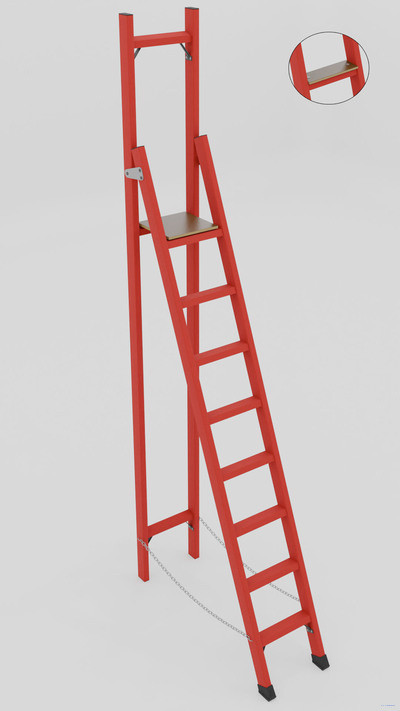 ССВ-3,3Ш стремянка стеклопластиковая с вертикальной опорой, широкие ступени, h=3590мм, h рабочей площадки=2500мм, ступ.8 