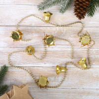 Бусы на ёлку 90 см  Барабаны  золото