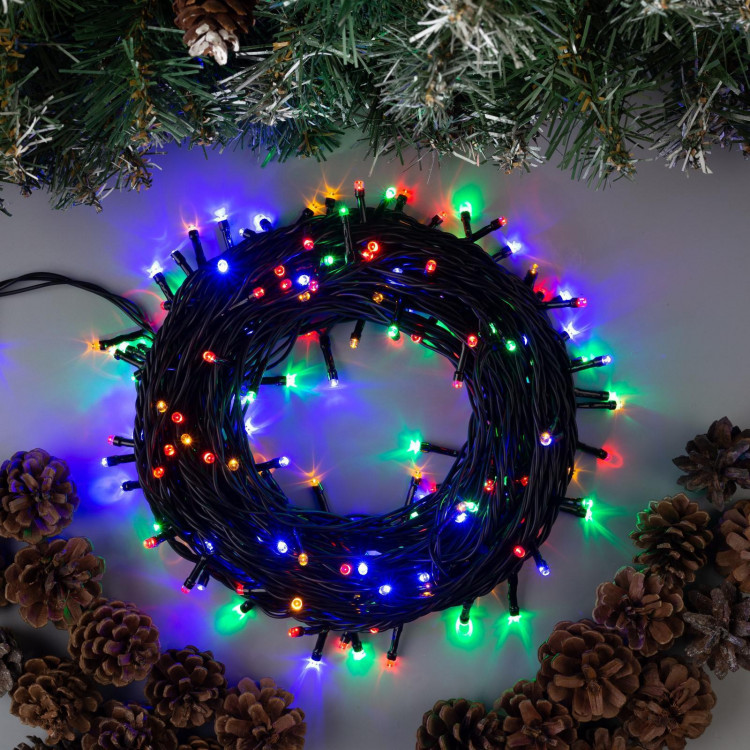 Гирлянда «Нить» 20 м, IP44, тёмная нить, 200 LED, свечение мульти, 8 режимов, 220 В 