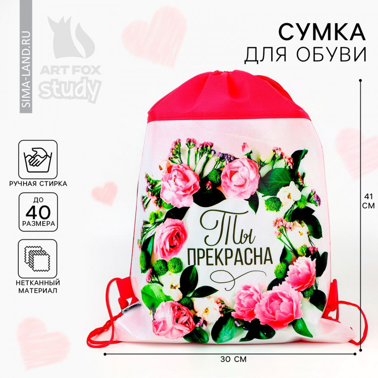 Мешок для обуви «Ты прекрасна» непромокаемое полотно 30 х 40 см 