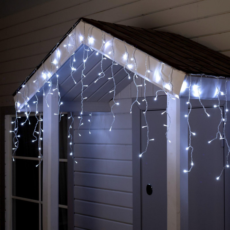Гирлянда «Бахрома» 4 × 0.6 м, IP44, прозрачная нить, 180 LED, свечение белое, 8 режимов, 220 В 