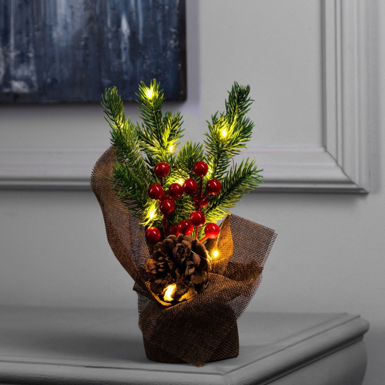 Фигура светодиодная «Елочка и ягоды» 25 x19 x7 см, 10 LED, батарейки AG13x3 (в комплекте), свечение тёплое белое 