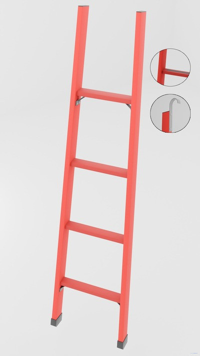 ЛСПД-1,8АК односекционная диэлектрическая стеклопластиковая лестница, абразивное покрытие ступеней, крюки h=1750мм, ступ.4 