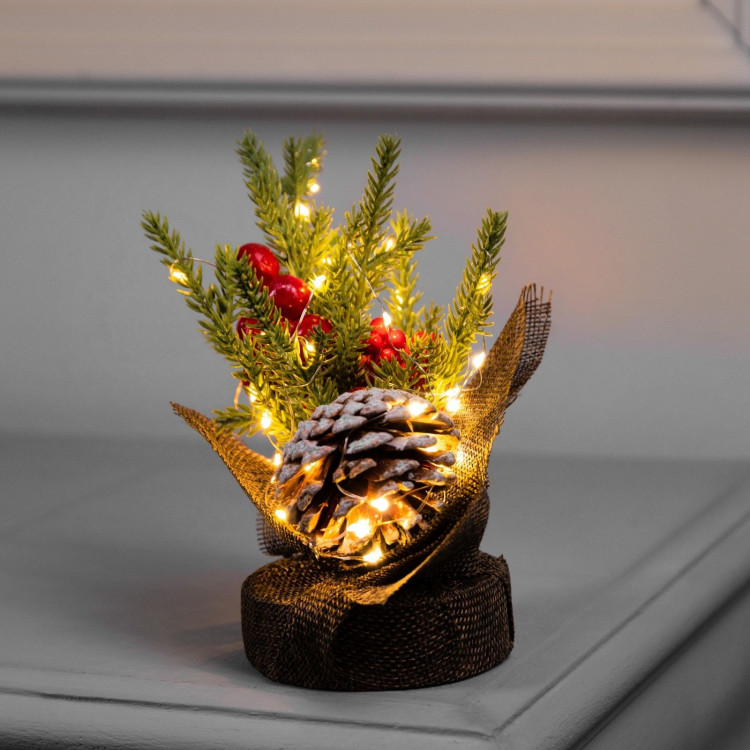 Фигура светодиодная «Зимняя рябина» 19 x13 x13 см, 10 LED, батарейки AG13x3 (в комплекте), свечение тёплое белое 