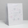 Пакет подарочный новогодний крафтовый вертикальный Happy new year!, MS 18 х 23 х 10 см, Новый год