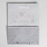 Пакет подарочный новогодний крафтовый вертикальный Happy new year!, MS 18 х 23 х 10 см, Новый год