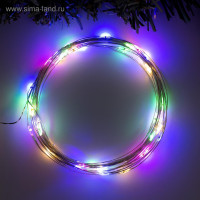 Гирлянда «Нить» 5 м роса, IP20, серебристая нить, 50 LED, 2 режима, батарейки AAх3 (нет в комплекте), свечение мульти