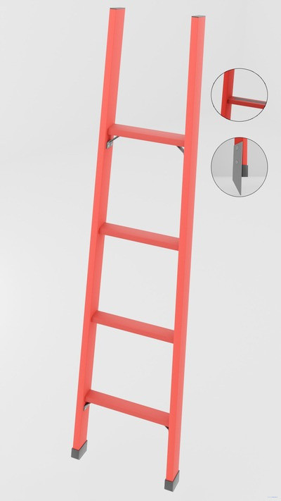 ЛСПД-1,8АМГ односекционная диэлектрическая стеклопластиковая лестница, абразивное покрытие ступеней, металлические оконцеватели (Мягкий грунт) h=1750мм, ступ.4 