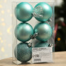 Новогодние шары ёлочные «Тепла и уюта!», на Новый год, пластик, d=6, 6 шт., цвет голубой с белым