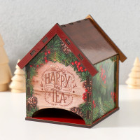 Новогодний чайный домик  Happy new Tea  10,5х9,5х12 см