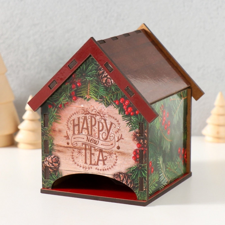 Новогодний чайный домик  Happy new Tea  10,5х9,5х12 см 