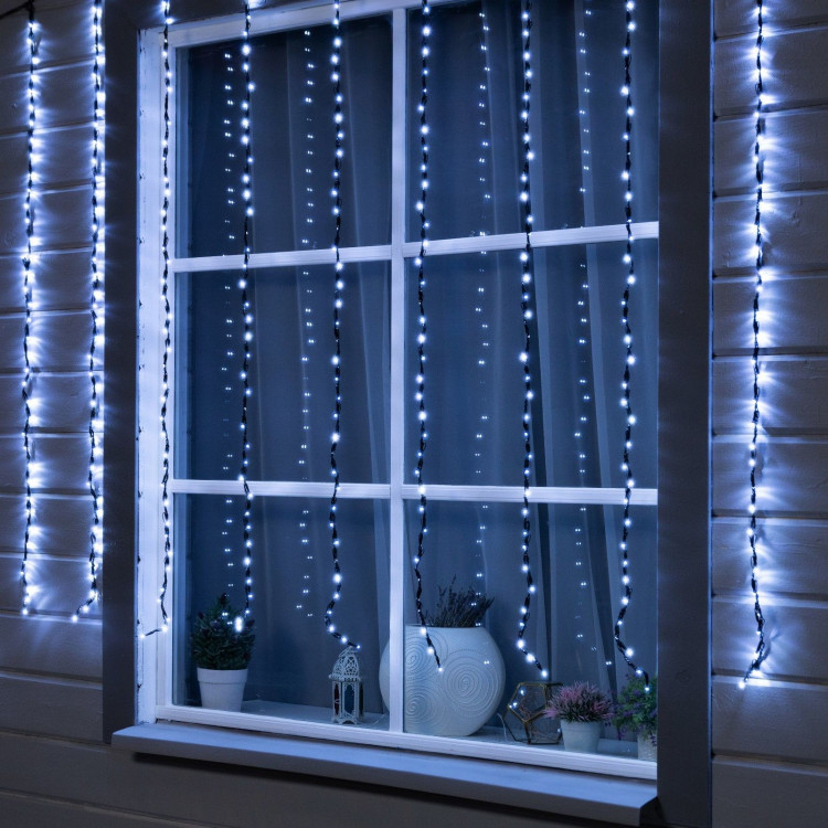 Гирлянда «Водопад» 2 × 1.5 м, IP44, тёмная нить, 400 LED, свечение белое, 8 режимов, 220 В 