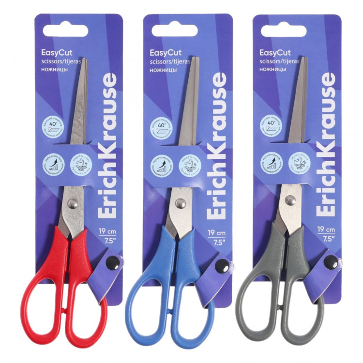 Ножницы 19 см ErichKrause EasyCut микс 