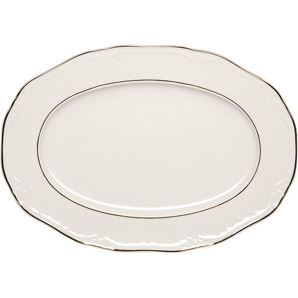 Блюдо «Афродита» овальное;фарфор;,H=18,L=280,B=195мм;белый,золотой 