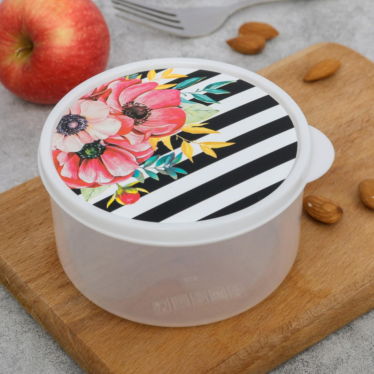 Круглый ланч-бокс «Цветы» (500 мл.) 
