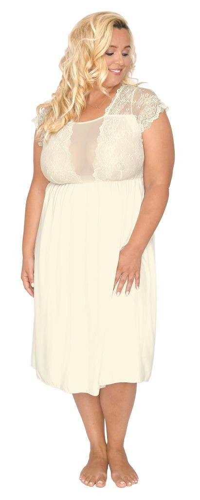 Сорочка plus size из эластичной микрофибры с лифом из кружевного полотна 
