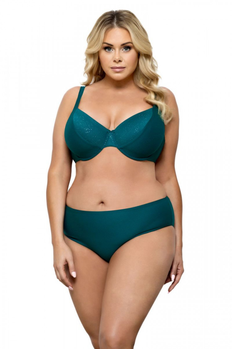 Раздельный купальник plus size с блестящими деталями на лифе 