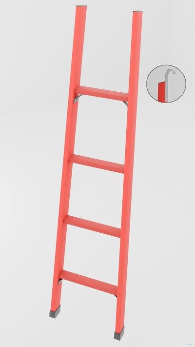 ЛСПД-1,8К односекционная диэлектрическая стеклопластиковая лестница, крюки h=1750мм, ступ.4 
