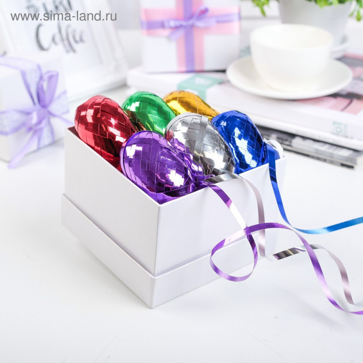 Лента упаковочная глянцевая, ассорти, набор 6 шт., 0,5 см х 10 м 