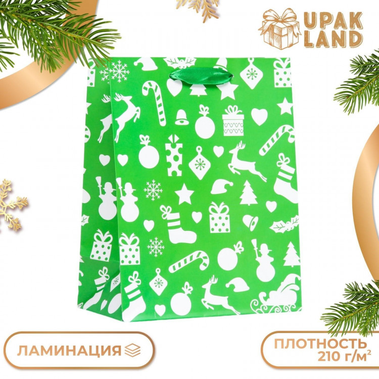 Новый год. Пакет ламинированный  Новогодняя палитра  18 х 23 х 10 