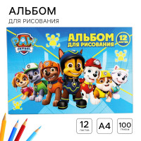 Альбом для рисования А4, 12 листов 100 г/м², на скрепке, Щенячий патруль_