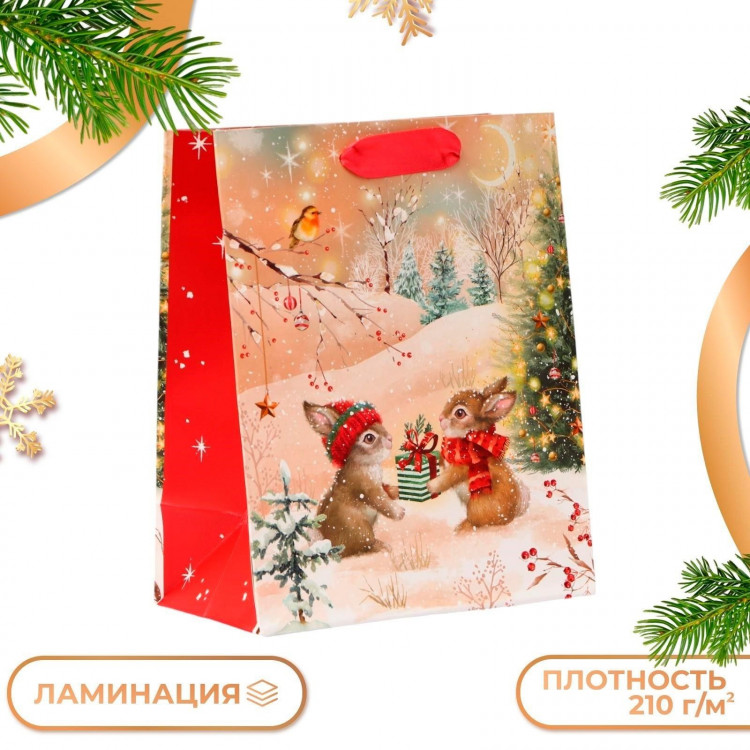 Пакет подарочный  Зайки , 18 х 22,3 х 10 см 