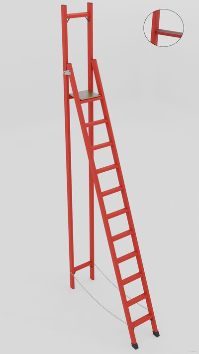 ССВ-3,6АТ стремянка стеклопластиковая с вертикальной опорой, Телеком, абразивное покрытие ступеней, h=3870мм, h рабочей площадки=2600мм, ступ.11 