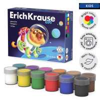 Гуашь 12 цветов х 20 мл, ErichKrause  Kids Space Animals , с УФ защитой яркости, в коробке