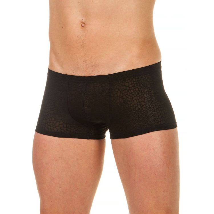 Мужские трусы-хипсы из ткани с текстурой змеиной чешуи Snake Black Boxer 
