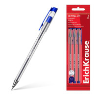 Набор из 3 ручек шариковых, ErichKrause, ULTRA-20 Stick Classic узел 0.7 мм цвет синяя