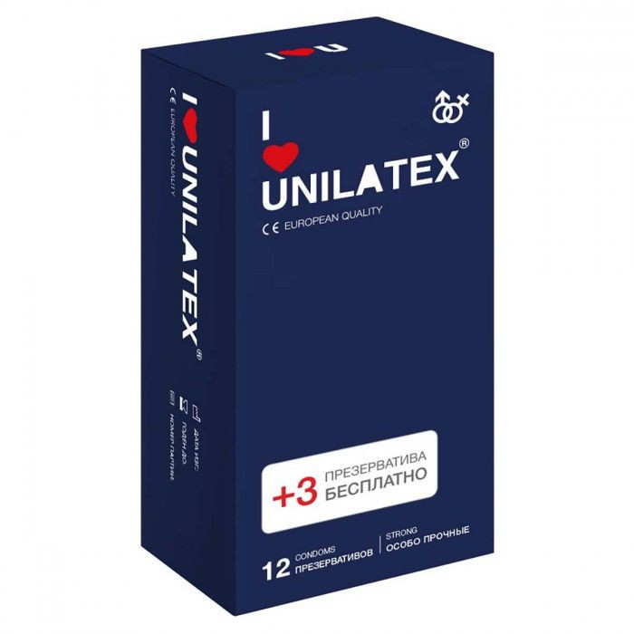 Ультрапрочные презервативы Unilatex Extra Strong - 12 шт. + 3 шт. в подарок 