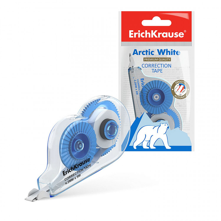 Корректирующая лента 4,2 мм х 5 м, ErichKrause Arctic white, супер-белая, европодвес 