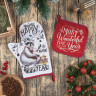 Новый год. Новогодний кухонный набор  Happy new year : варежка-прихватка 20х28 см, прихватка 17х17 см
