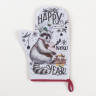 Новый год. Новогодний кухонный набор  Happy new year : варежка-прихватка 20х28 см, прихватка 17х17 см