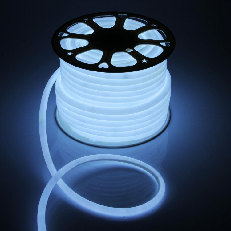 Гибкий неон Luazon Lighting 16 мм круглый, IP65, 50 м, SMD2835, 120 LED/м, 220 В, свечение белое 