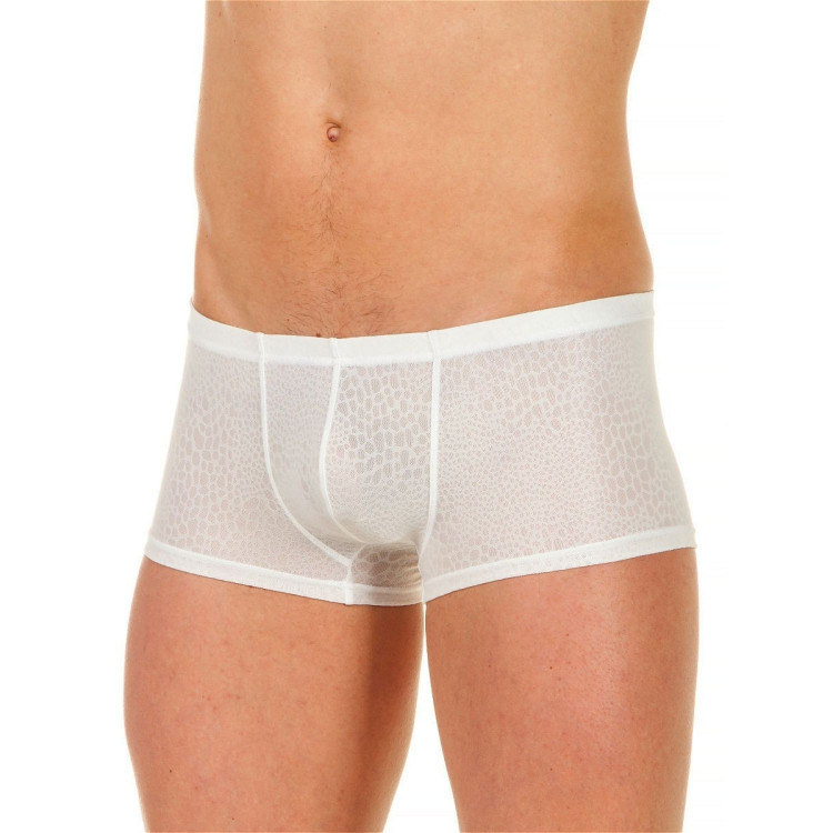 Мужские трусы-хипсы из ткани с текстурой змеиной чешуи Snake White Boxer 