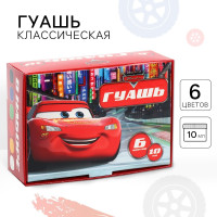 Гуашь 6 цветов по 10 мл, Тачки-