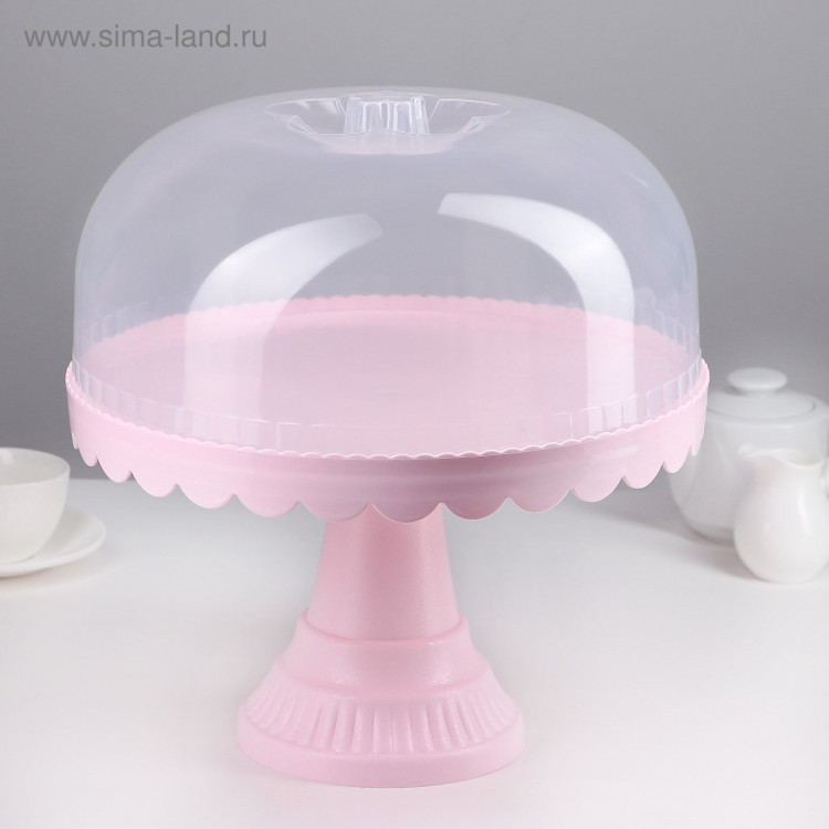 Тортовница с крышкой, 32,5×32,5×34 см, цвет МИКС 