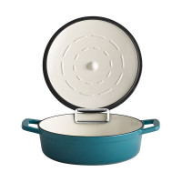 Кастрюля для сервировки «5 звезд» с держателем крышки (индукция);эмалиров.чугун;2,5л;D=25,H=7см;сини